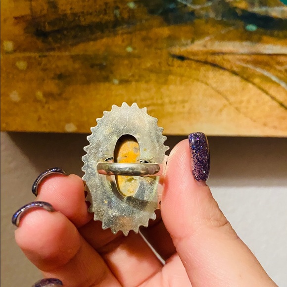 925 sterling bumble bee agate ring sz: 7 - Picture 2 of 3